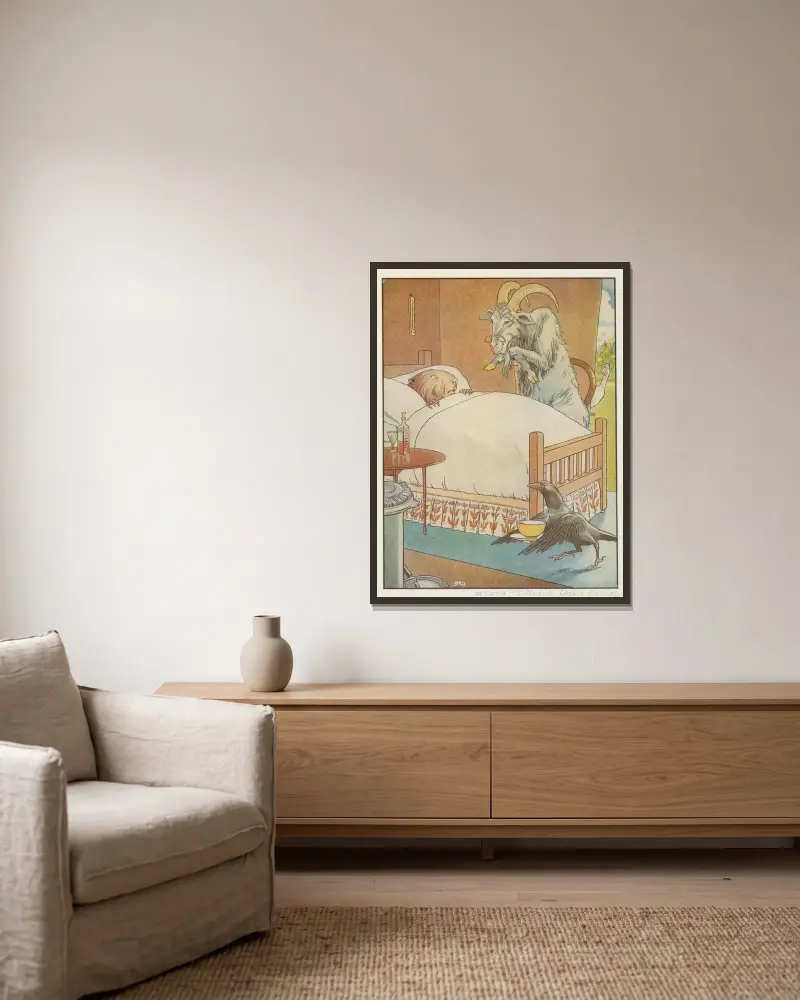 Tiere als Menschen von Leonard Leslie Brooke gerahmt an einer Wand