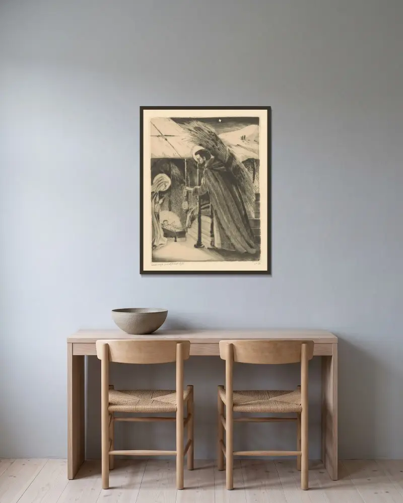 Anbetung Christi von Lodewijk Schelfhout gerahmt an einer Wand