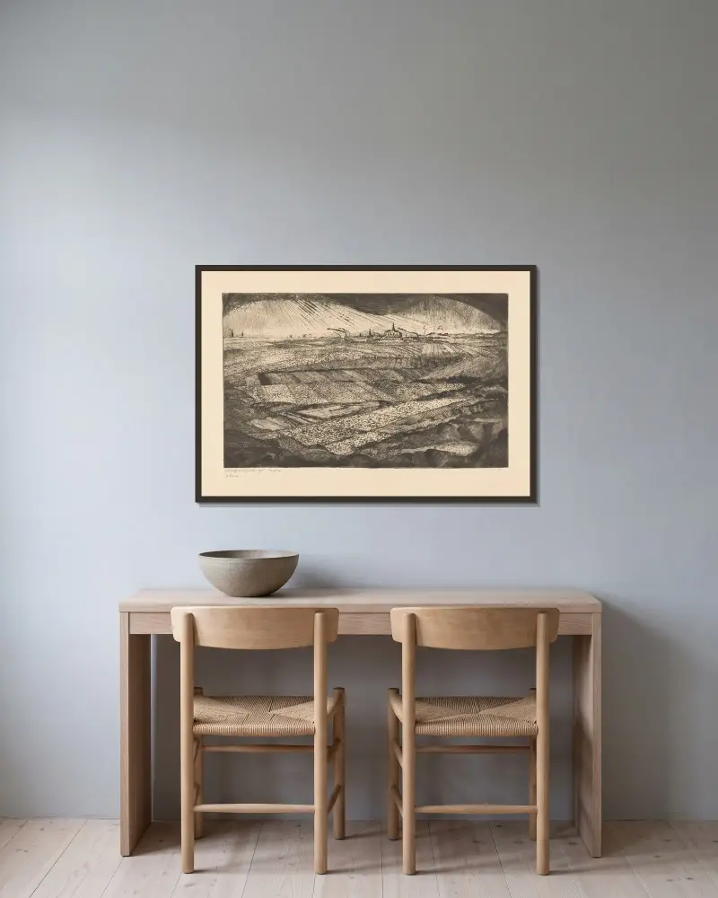 Landschaft von Lodewijk Schelfhout gerahmt an einer Wand