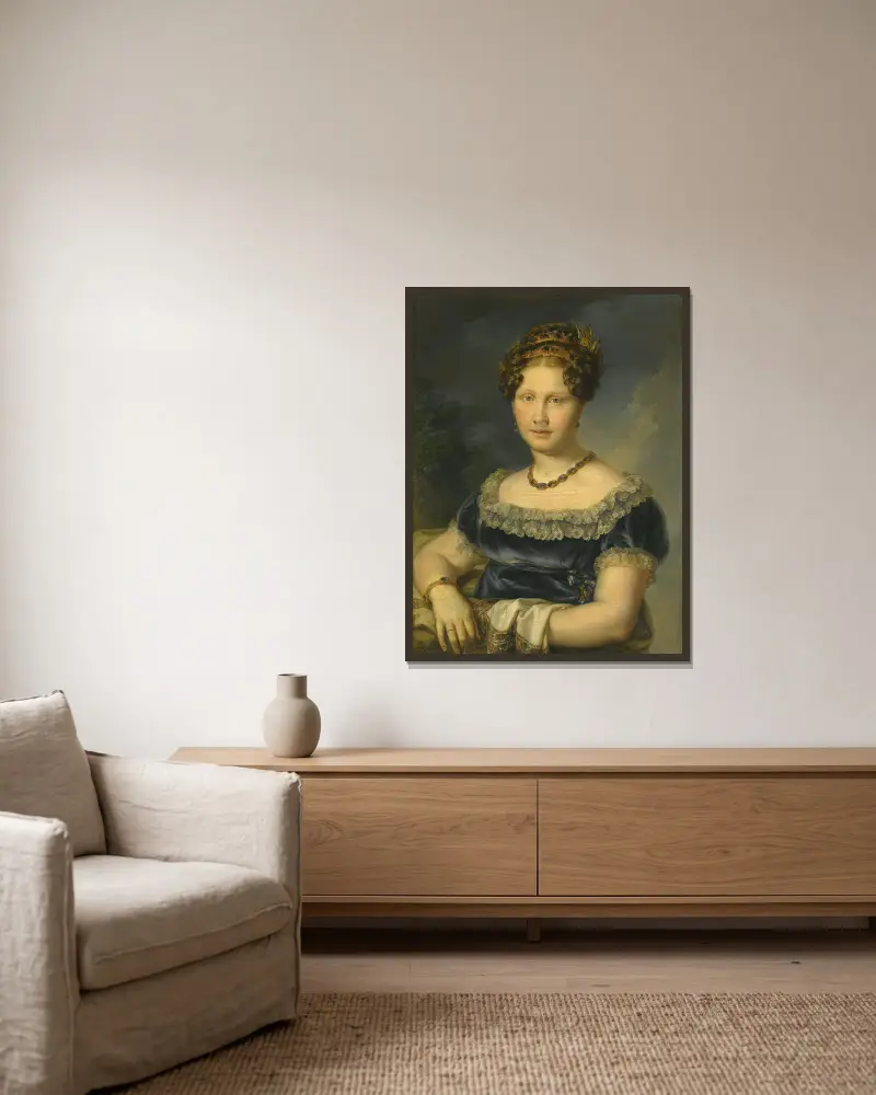 Portrait of Infanta Luisa Carlota De Borbón, Princess of The Two Sicilies av Vicente López Portaña inramad på en vägg