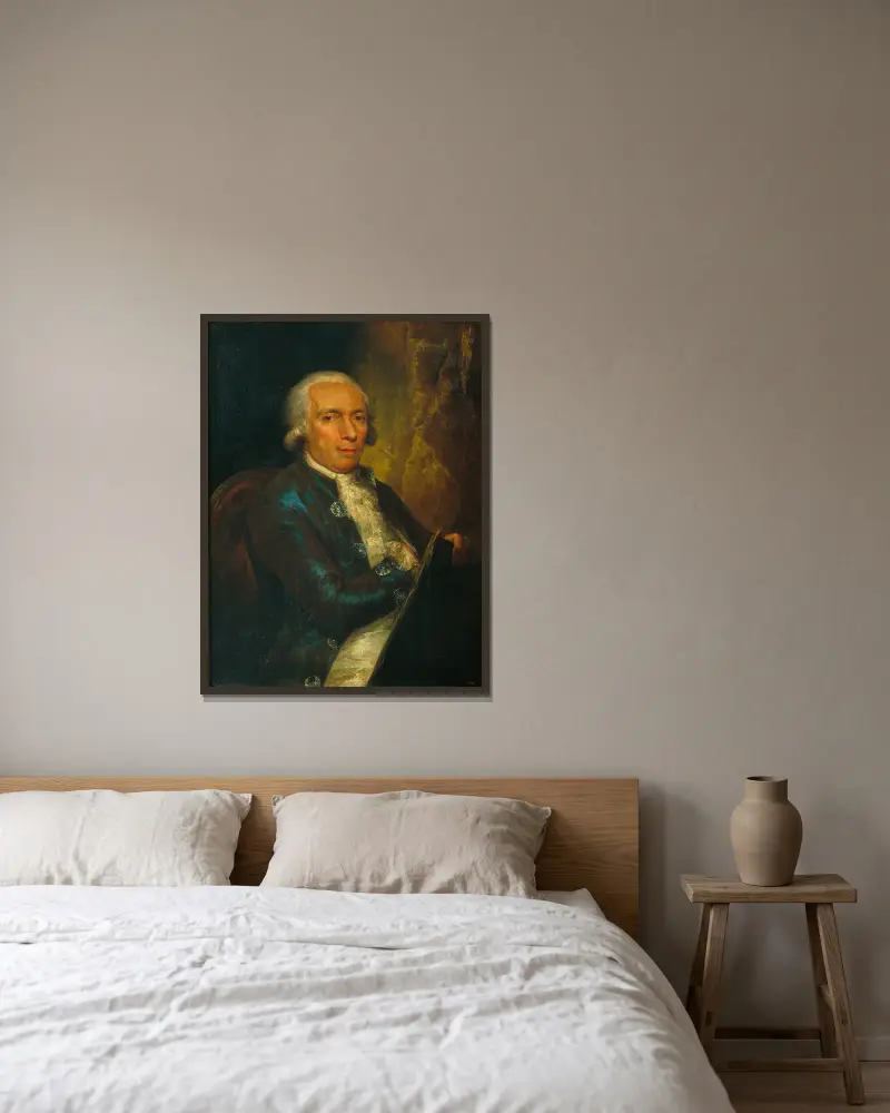 Portrait of the Engraver Pasqual Pere Moles, first director of the Escola de Llotja av Vicente López Portaña inramad på en vägg