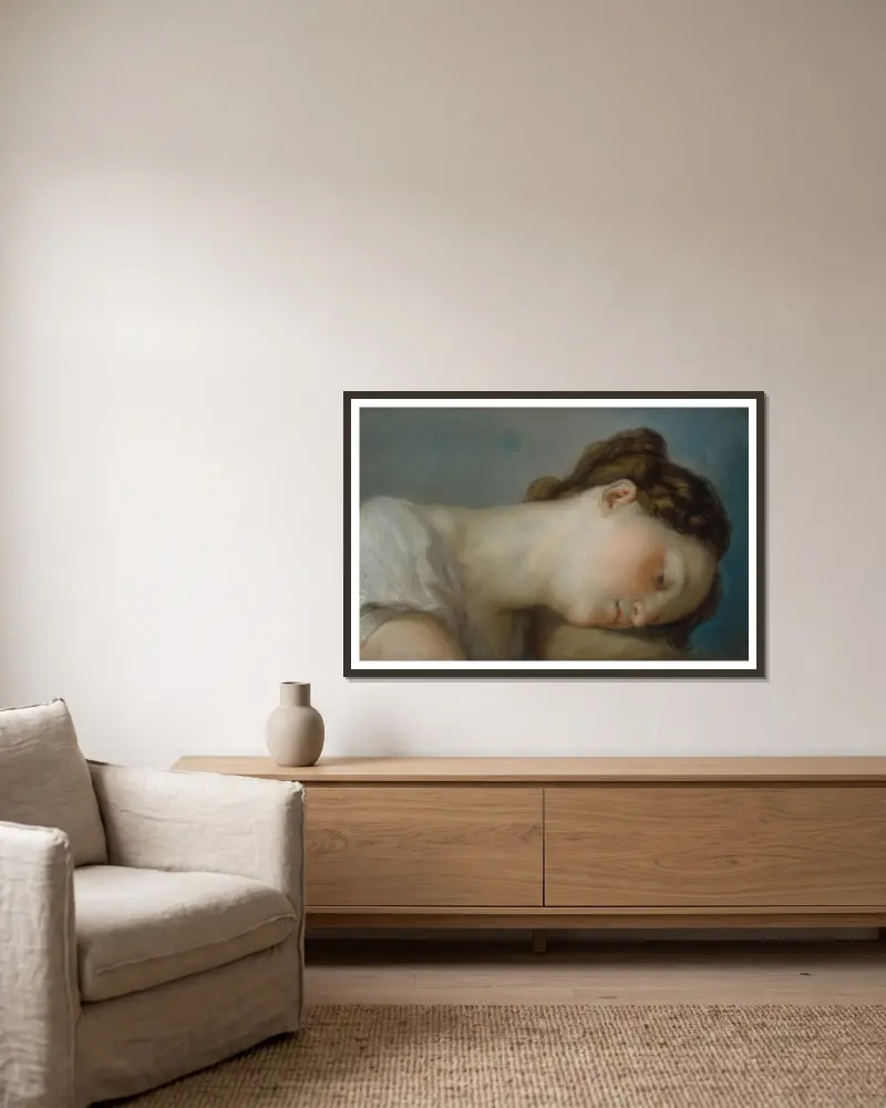 Frauenkopf von Vicente López Portaña gerahmt an einer Wand