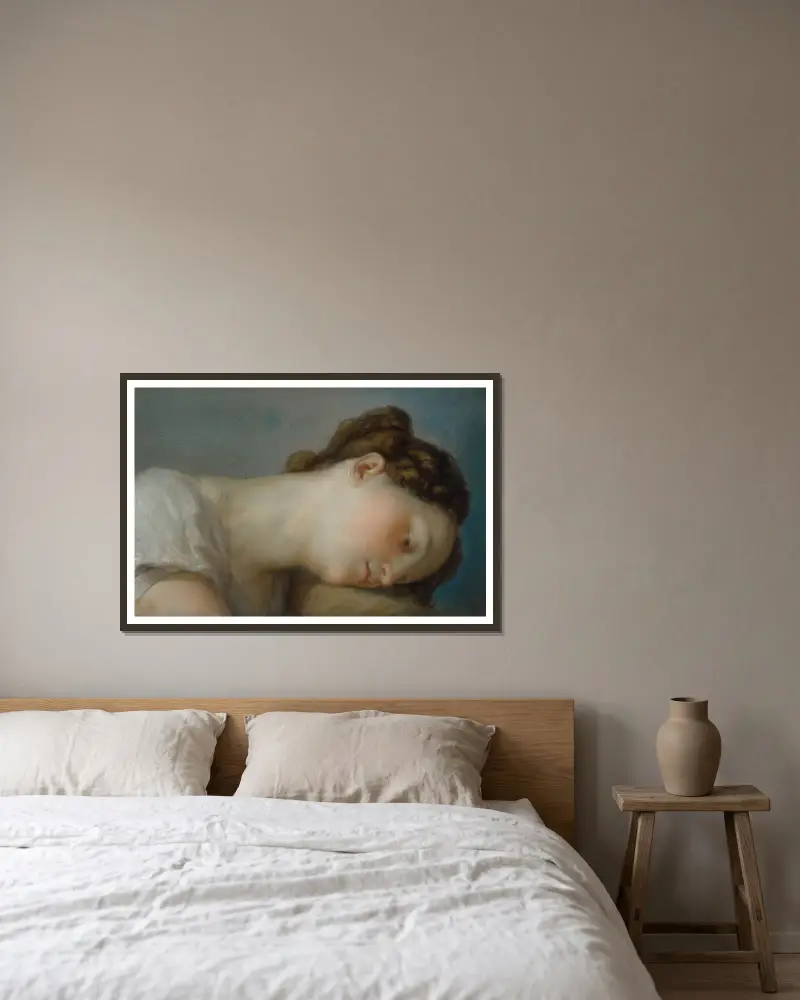 Frauenkopf von Vicente López Portaña gerahmt an einer Wand