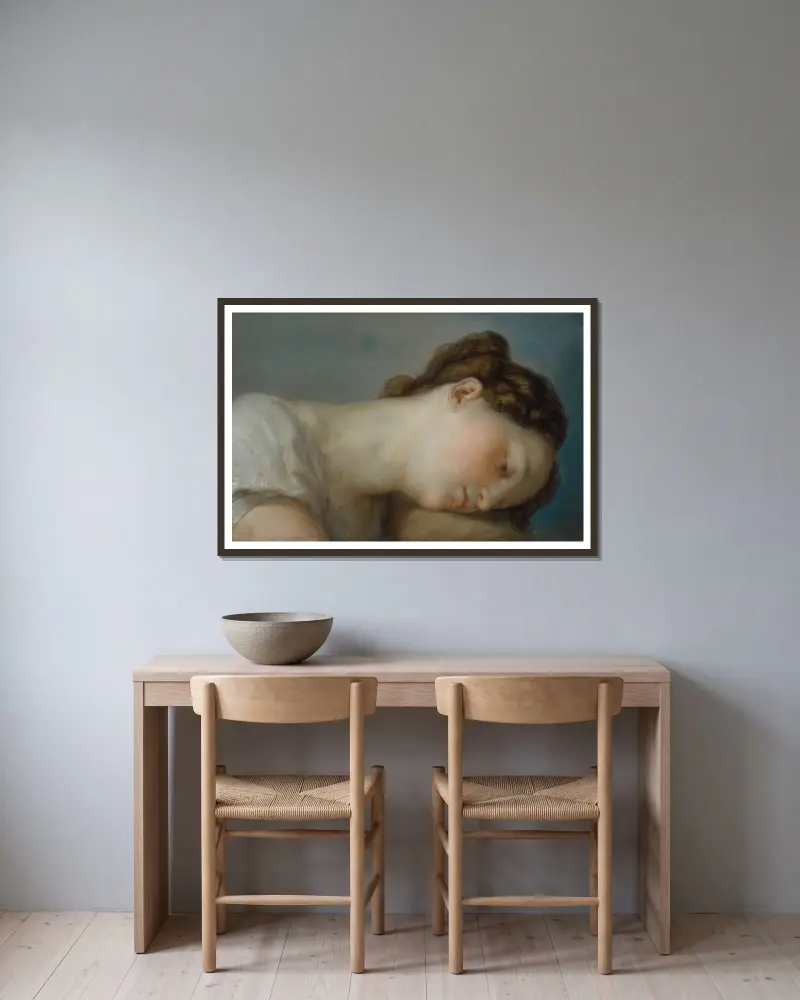 Frauenkopf von Vicente López Portaña gerahmt an einer Wand