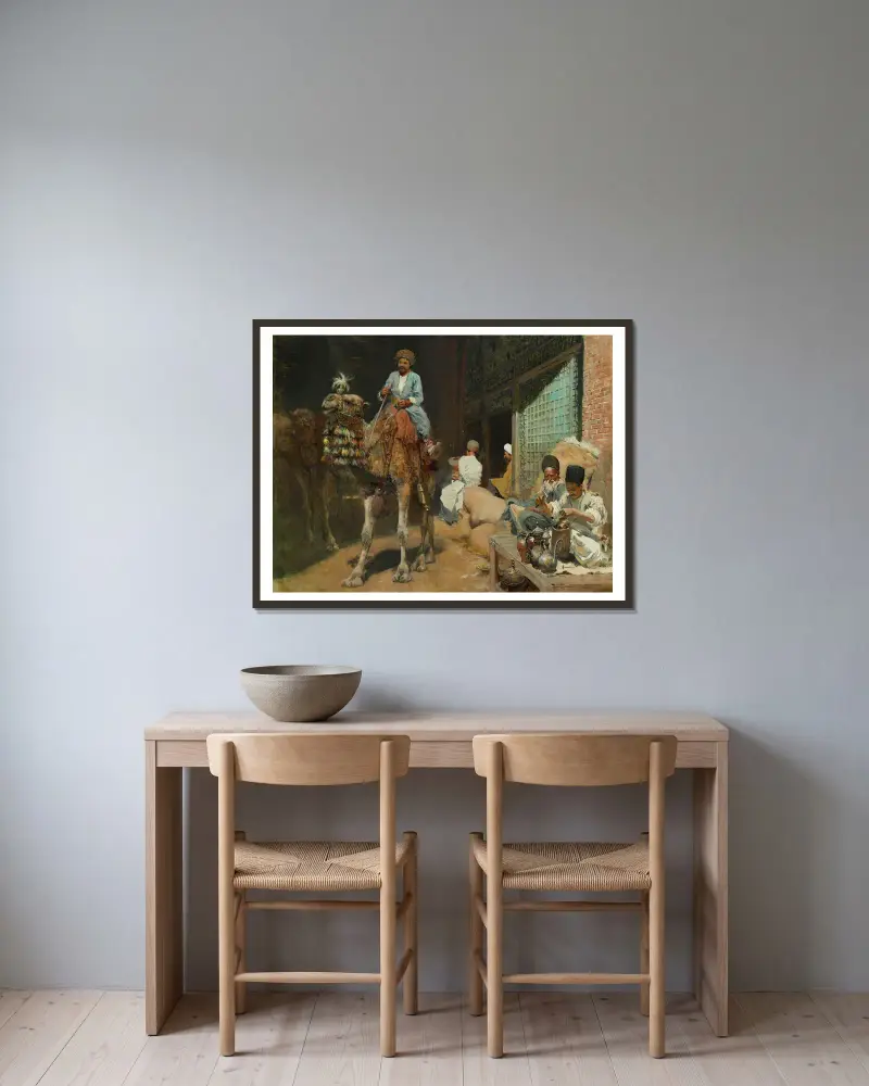 Ein Markt in Isfahan von Edwin Lord Weeks gerahmt an einer Wand