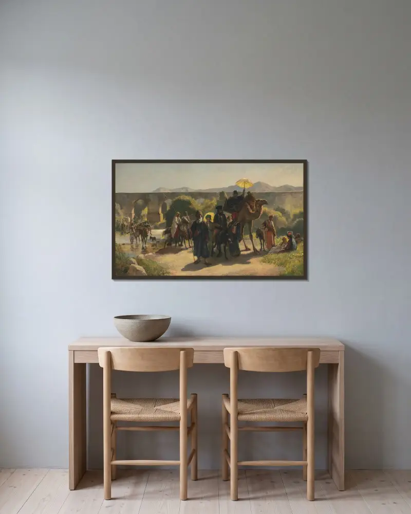 En pilgrimsfärd till Jordan (vid den grekiska påsken) av Edwin Lord Weeks inramad på en vägg