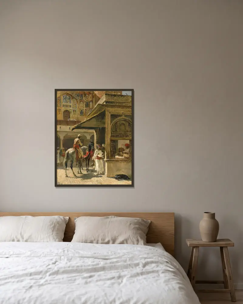 Hinduische Kaufleute von Edwin Lord Weeks gerahmt an einer Wand