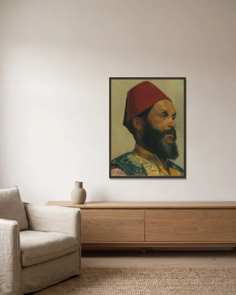 Portrait of a Turkish Man av Edwin Lord Weeks inramad på en vägg