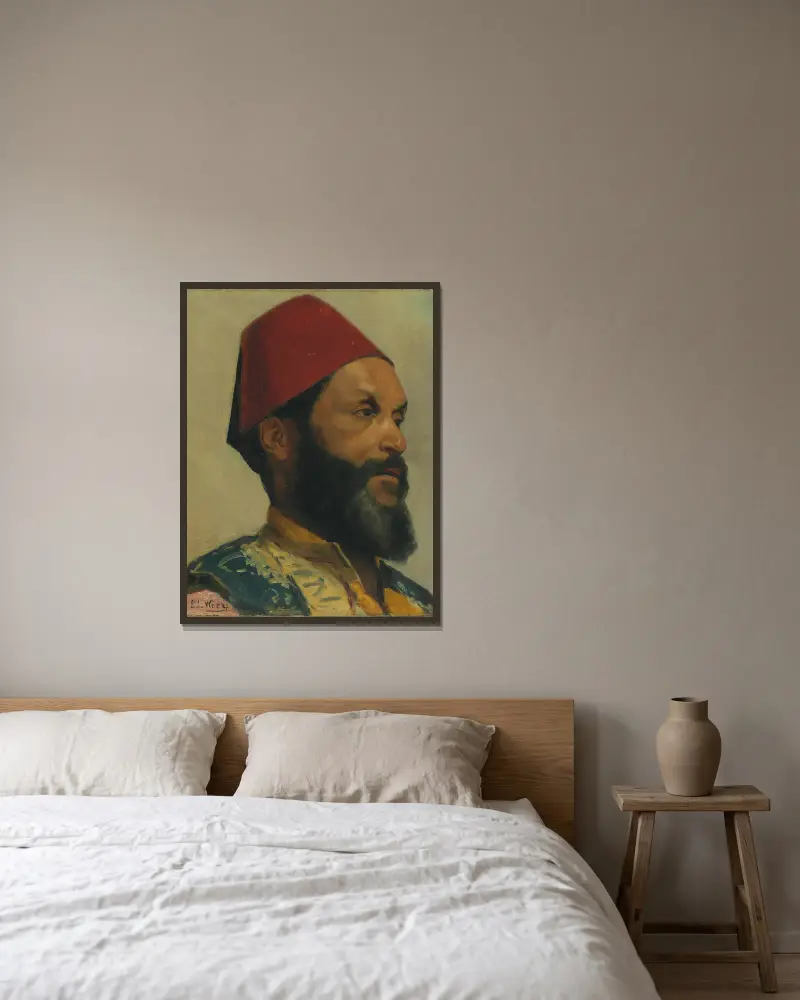 Portrait of a Turkish Man av Edwin Lord Weeks inramad på en vägg