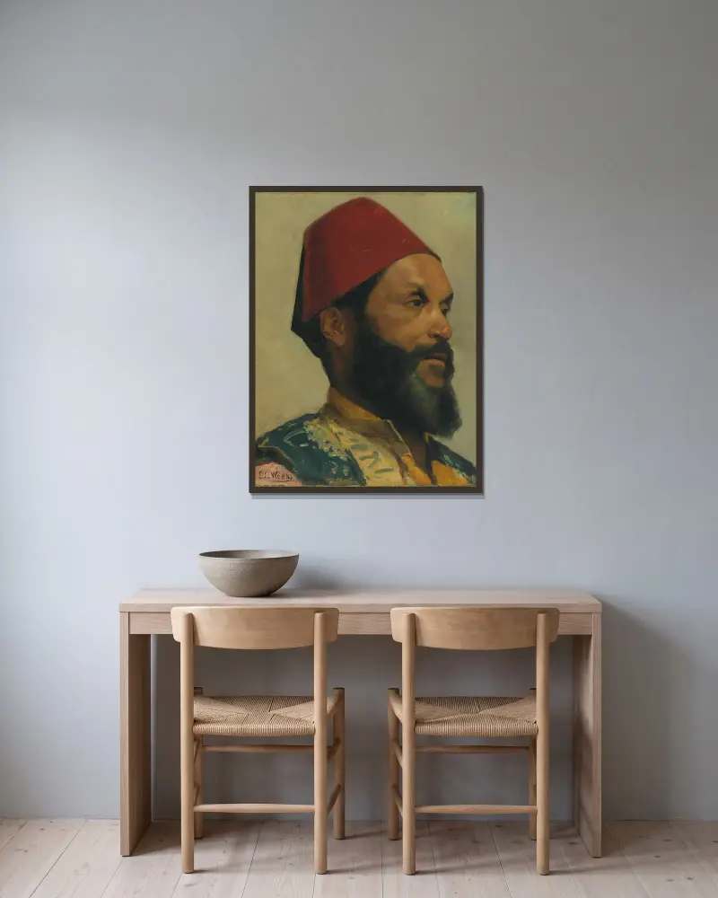 Portrait of a Turkish Man av Edwin Lord Weeks inramad på en vägg