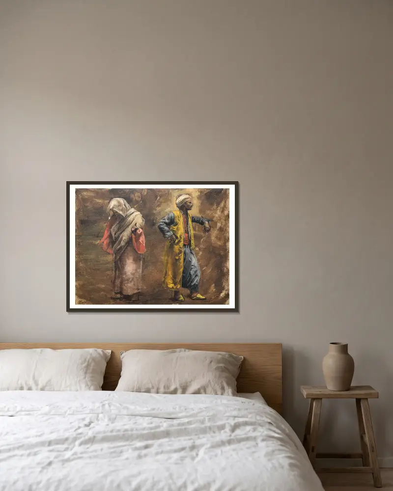 Studie zweier Figuren von Edwin Lord Weeks gerahmt an einer Wand