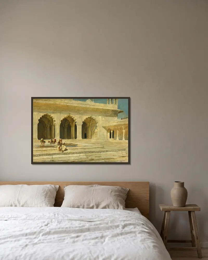 Die Perlmoschee, Agra von Edwin Lord Weeks gerahmt an einer Wand
