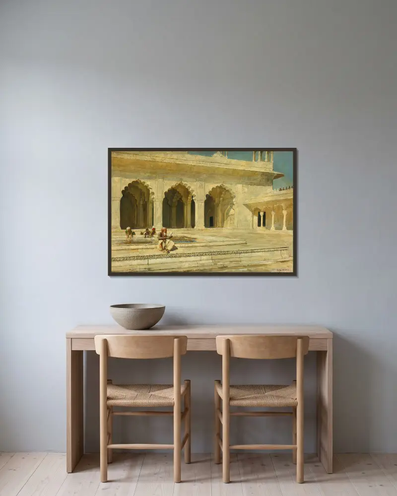 Die Perlmoschee, Agra von Edwin Lord Weeks gerahmt an einer Wand