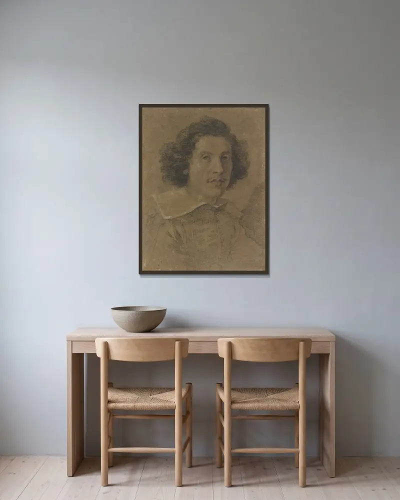 Męski portret w trzech czwartych profilu zwrócony w prawo, Gian Lorenzo Bernini w ramie na ścianie