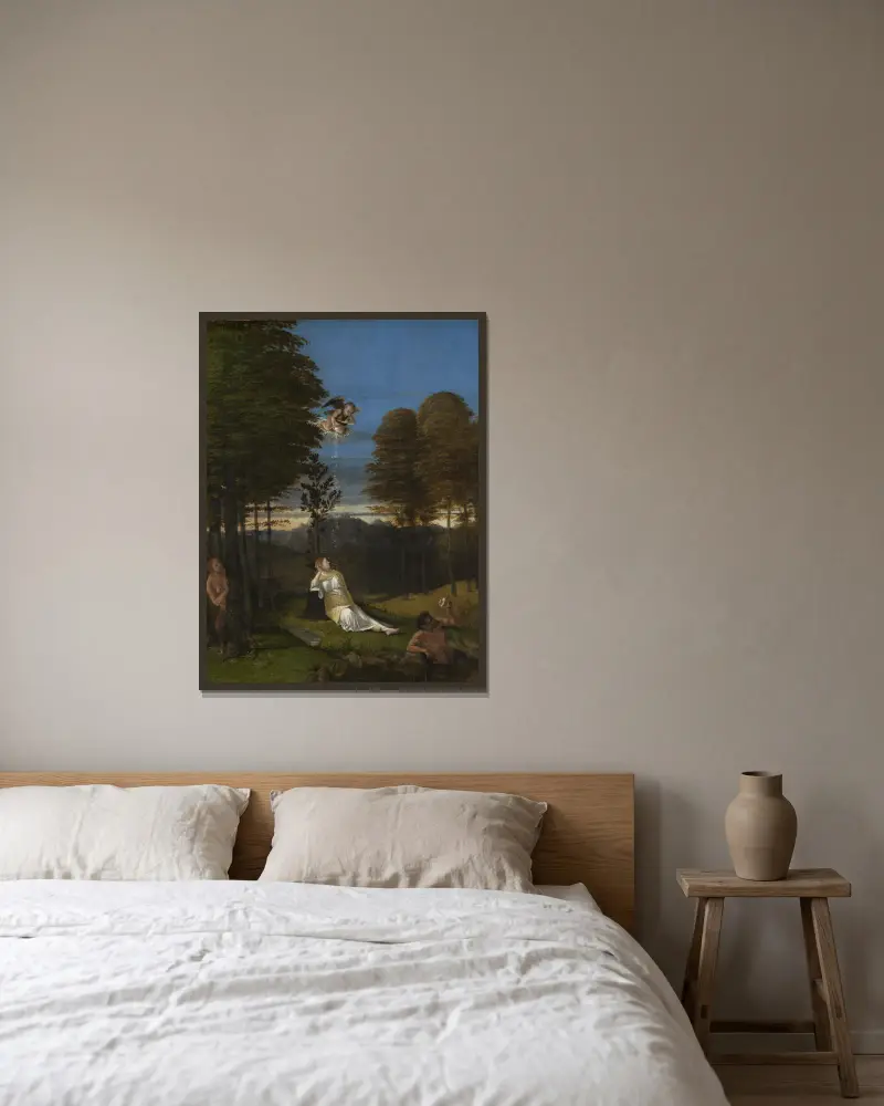 Allegorie der Keuschheit von Lorenzo Lotto gerahmt an einer Wand