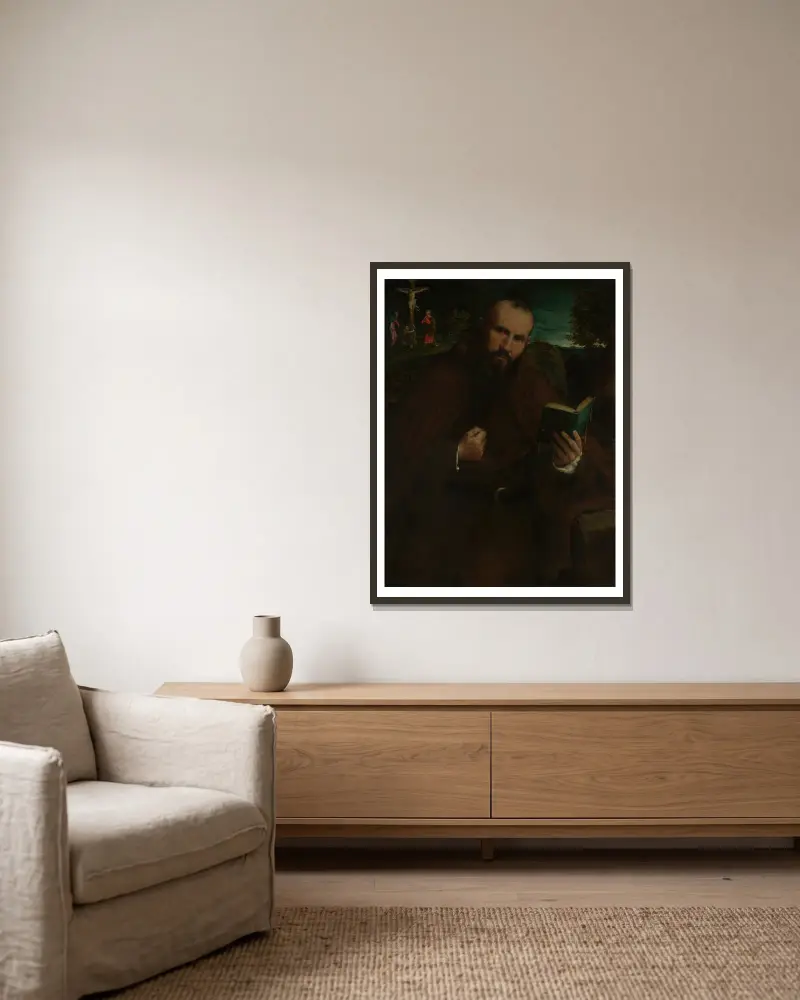 Brother Gregorio Belo of Vicenza av Lorenzo Lotto inramad på en vägg