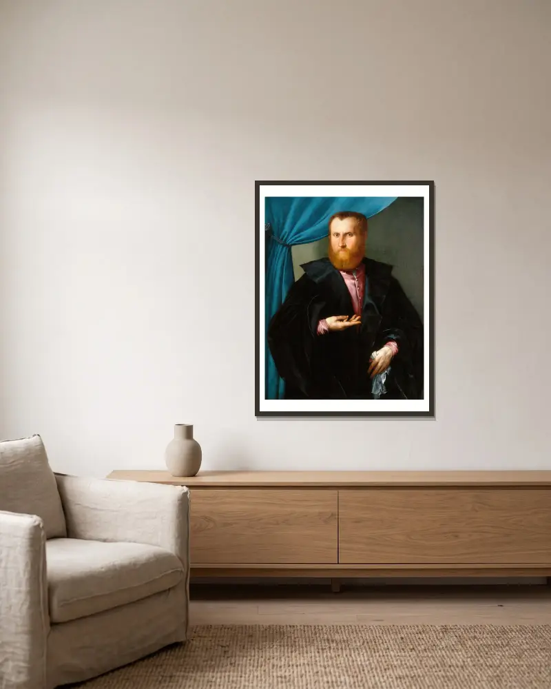 Bildnis eines bärtigen Mannes, 1540 von Lorenzo Lotto gerahmt an einer Wand