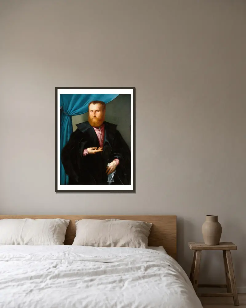 Bildnis eines bärtigen Mannes, 1540 von Lorenzo Lotto gerahmt an einer Wand