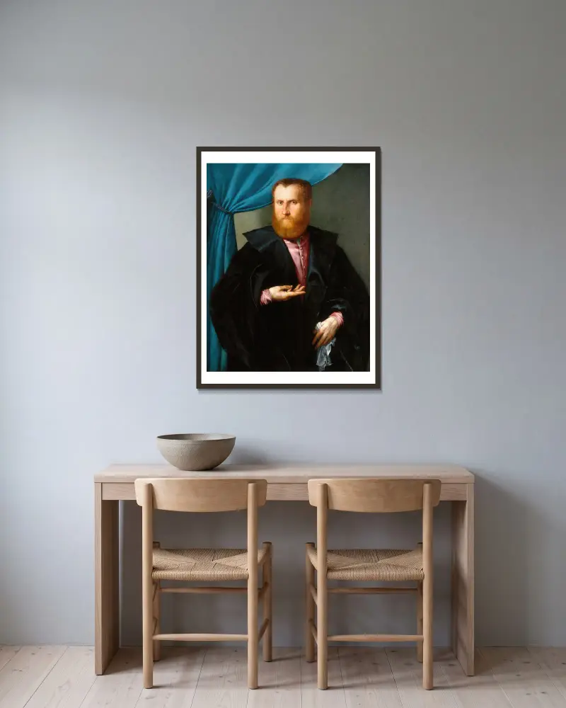 Bildnis eines bärtigen Mannes, 1540 von Lorenzo Lotto gerahmt an einer Wand
