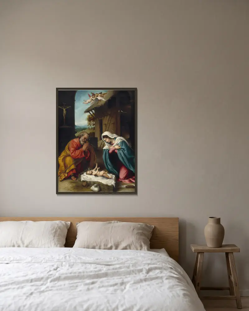 Narození Páně, Lorenzo Lotto v rámu na stěně