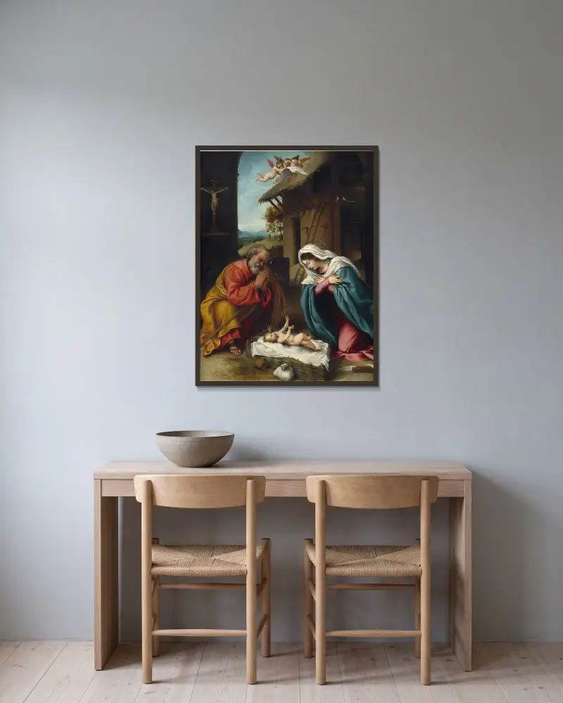 Narození Páně, Lorenzo Lotto v rámu na stěně