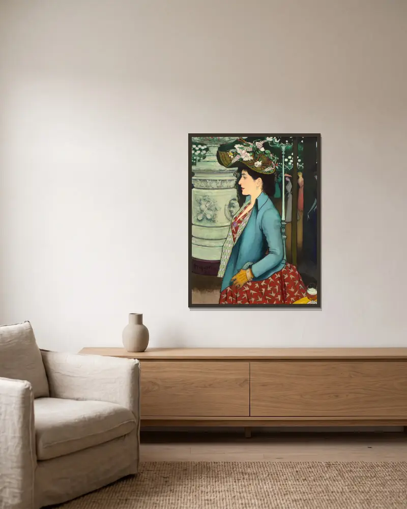 An Elegant Woman at the Élysée Montmartre av Louis Anquetin inramad på en vägg