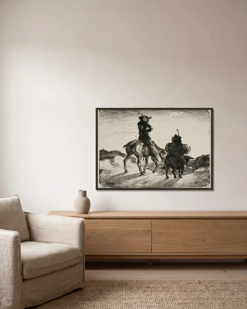 Don Quichotte et Sancho Pança av Louis Anquetin inramad på en vägg