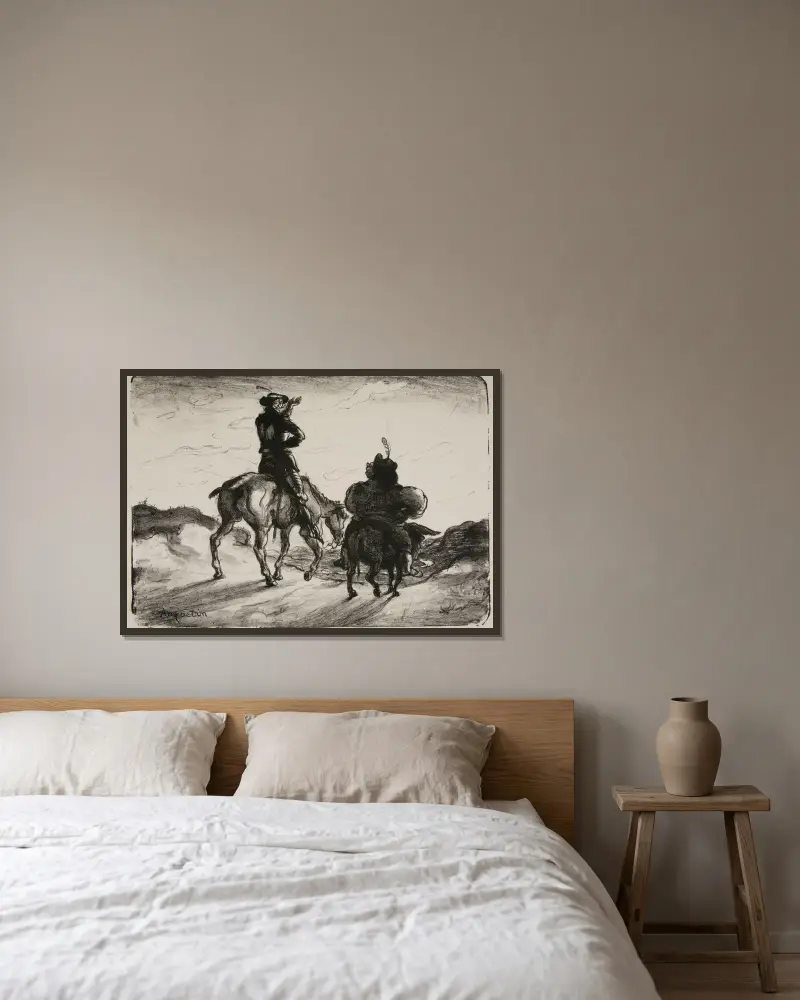 Don Quichotte et Sancho Pança av Louis Anquetin inramad på en vägg