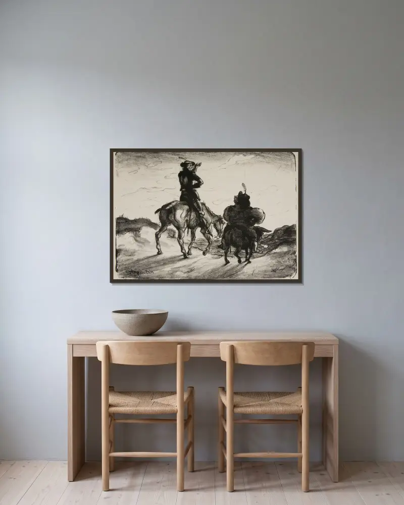 Don Quichotte et Sancho Pança av Louis Anquetin inramad på en vägg