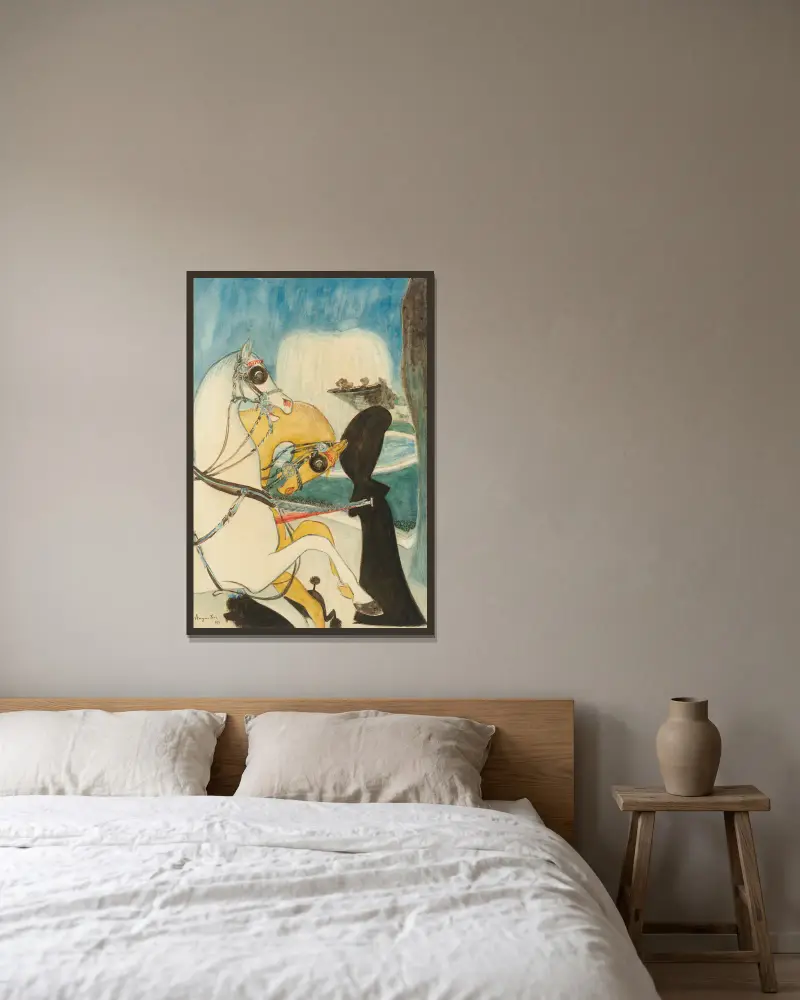 Le rond-point des Champs-Elysées av Louis Anquetin inramad på en vägg