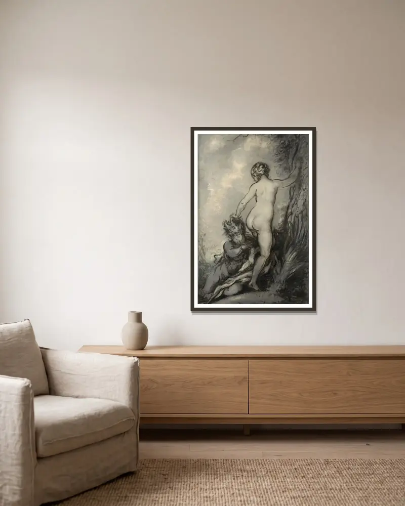 Pan et Syrinx av Louis Anquetin inramad på en vägg