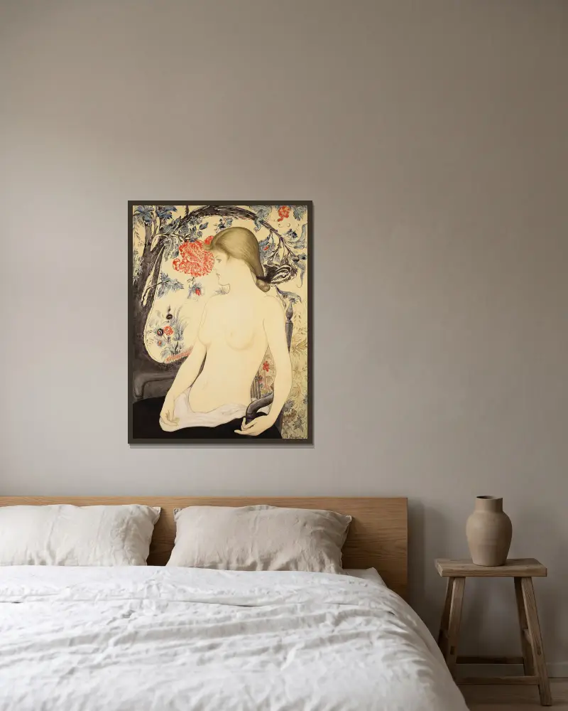 Portrait de Juliette Vary av Louis Anquetin inramad på en vägg