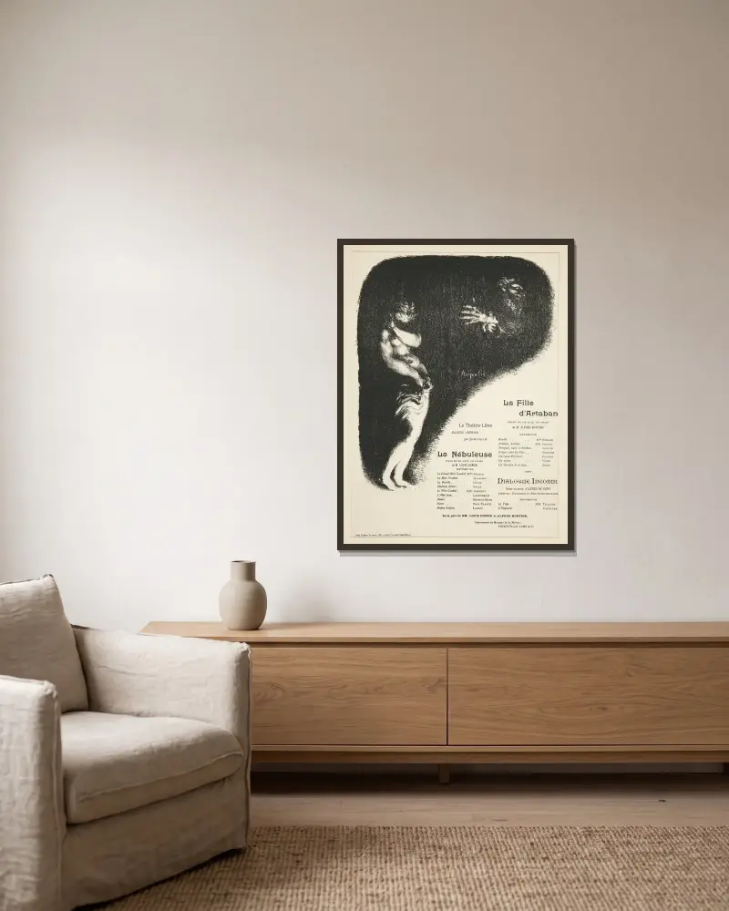 Programm für Le Théâtre Libre von Louis Anquetin gerahmt an einer Wand