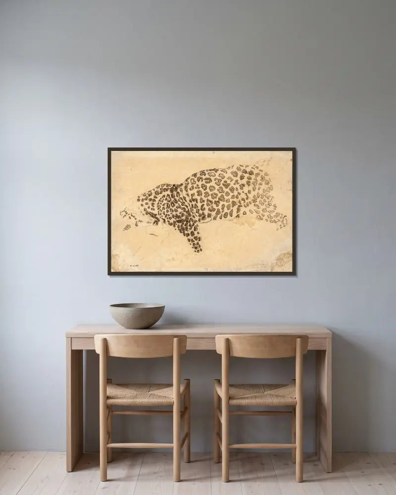 Studie leoparda, Antoine-Louis Barye v rámu na stěně