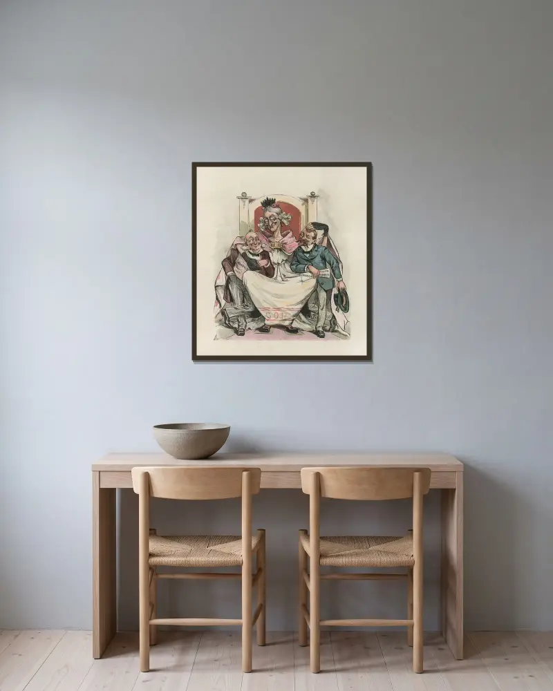 Eine glückliche Familie von Louis Dalrymple gerahmt an einer Wand
