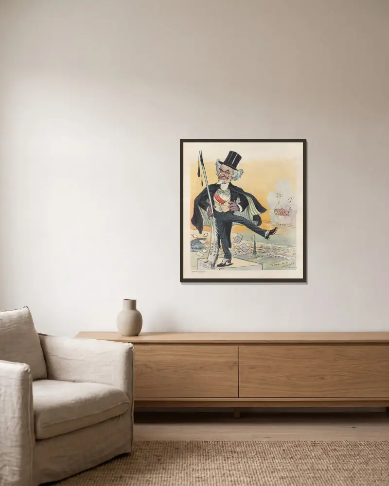 Ein Angriff aus großer Entfernung von Louis Dalrymple gerahmt an einer Wand