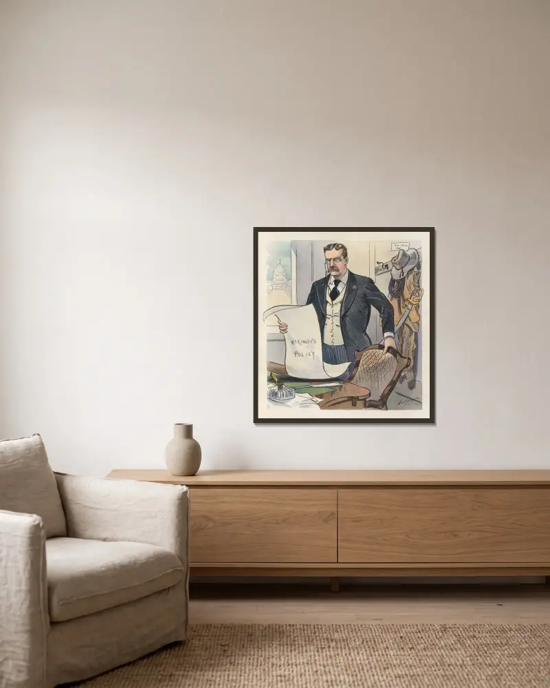 Eine neue Uniform und neue Verantwortlichkeiten von Louis Dalrymple gerahmt an einer Wand