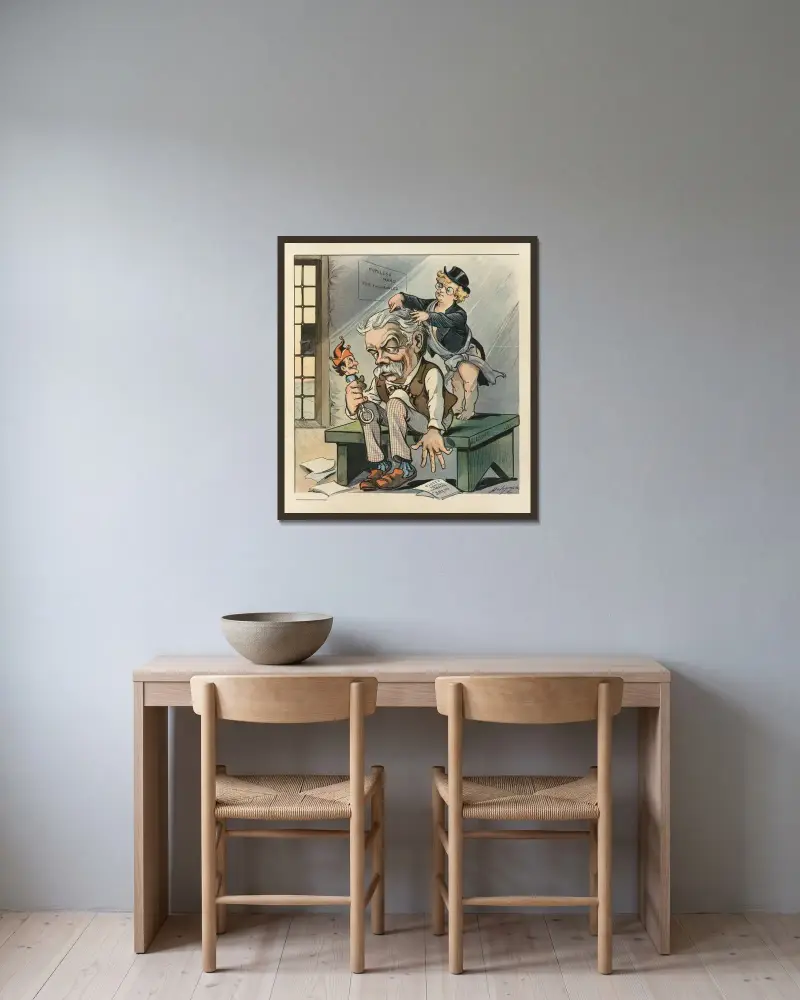 Ein trauriger Fall von Louis Dalrymple gerahmt an einer Wand