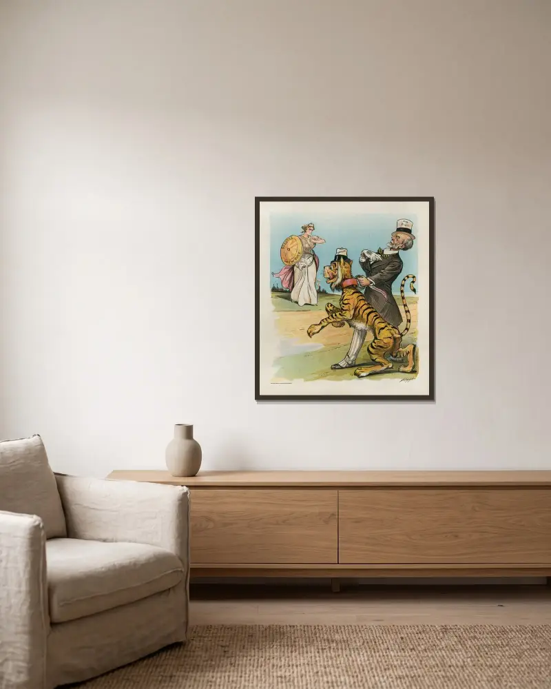 Accept me, or I’ll let loose the tiger!!! von Louis Dalrymple gerahmt an einer Wand