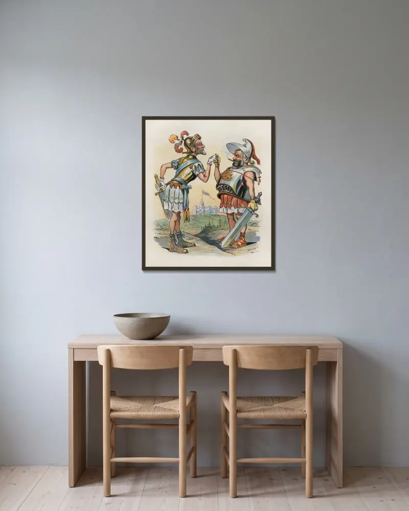 Nach der Schlacht von Louis Dalrymple gerahmt an einer Wand
