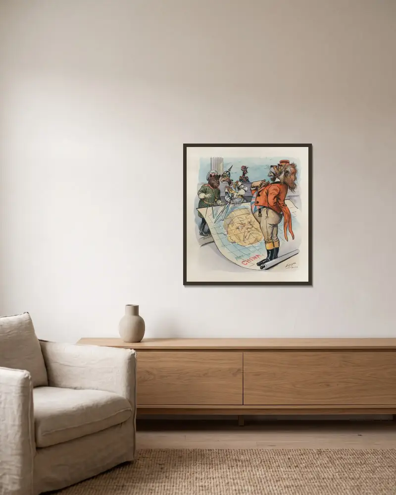 Eine Unterbrechung von Louis Dalrymple gerahmt an einer Wand