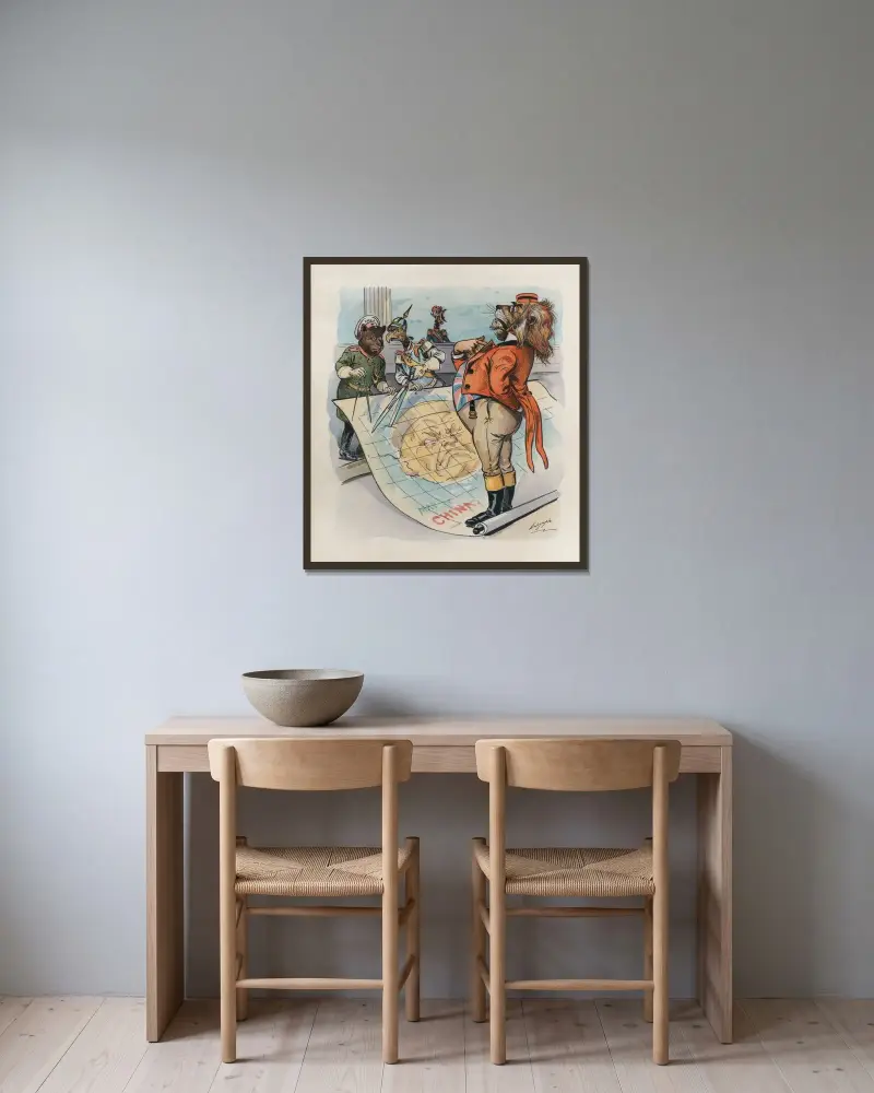 Eine Unterbrechung von Louis Dalrymple gerahmt an einer Wand