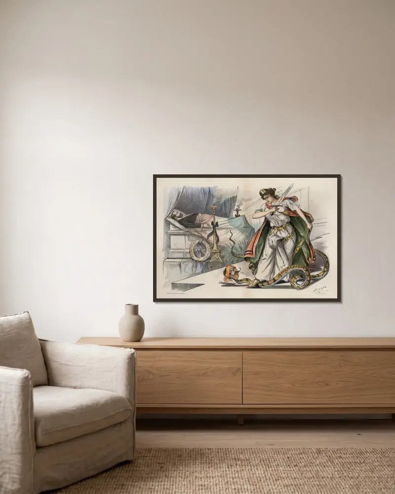 Aroused! von Louis Dalrymple gerahmt an einer Wand
