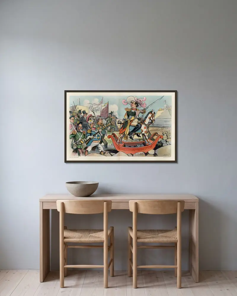Bryans Fortschritt von Louis Dalrymple gerahmt an einer Wand