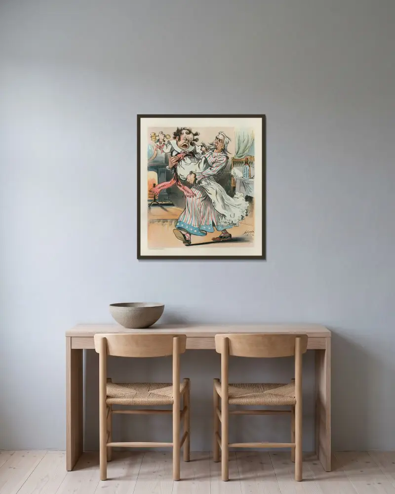 Wieder lästig von Louis Dalrymple gerahmt an einer Wand