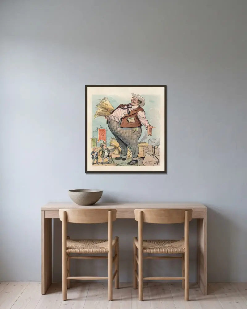 Er kann sie nicht sehen von Louis Dalrymple gerahmt an einer Wand