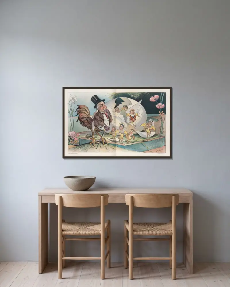 McKinleys Osterei von Louis Dalrymple gerahmt an einer Wand