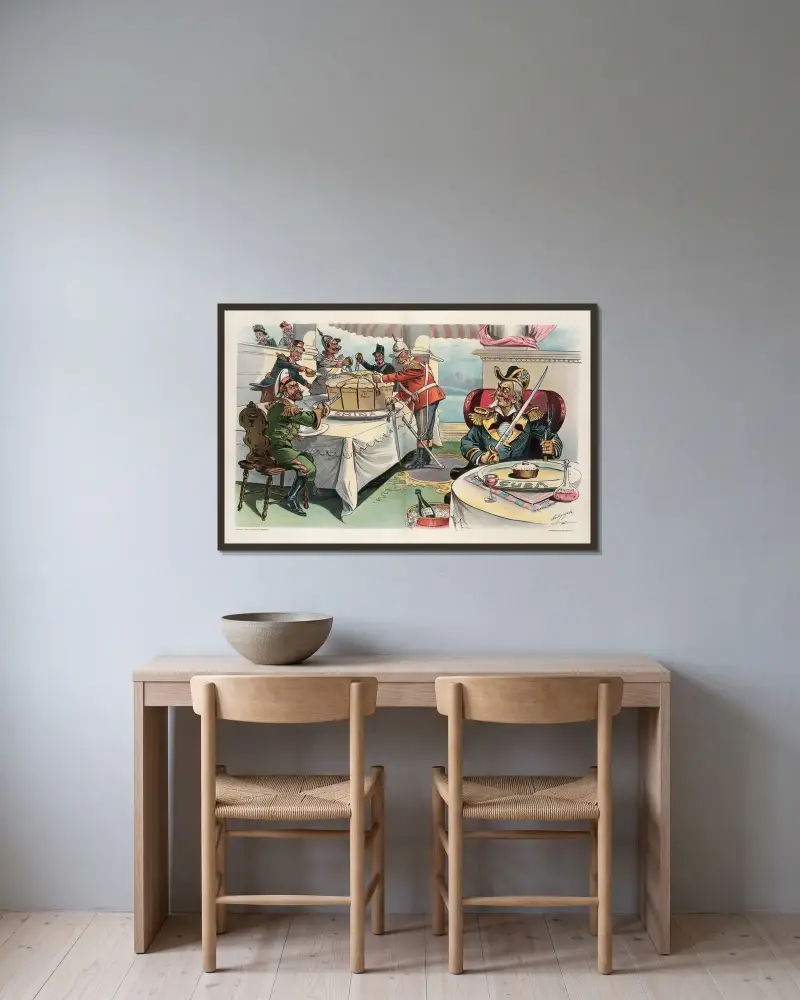 Keine Chance zu kritisieren von Louis Dalrymple gerahmt an einer Wand