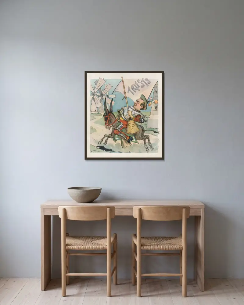 Unser Don Quijote von Louis Dalrymple gerahmt an einer Wand