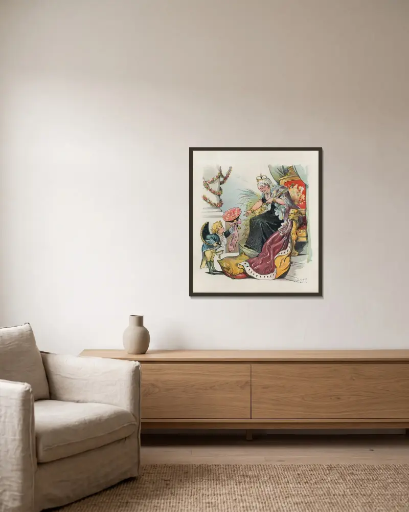 Puck an Victoria, R. von Louis Dalrymple gerahmt an einer Wand